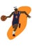 Cartoon basketball player with moustaÑÑ€Ñƒ ball possession